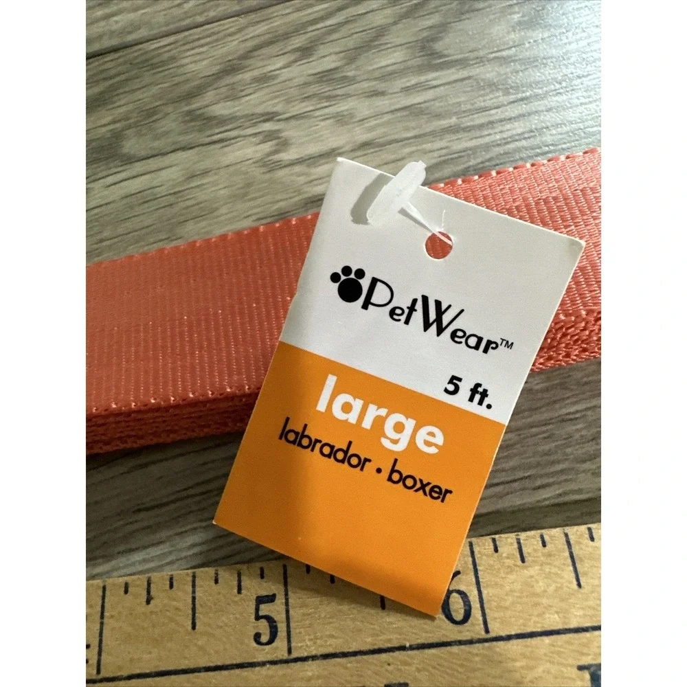 PetWear Large Dog Leash Apricot Orange 5ft x 1in Nylon Labrador Boxer #46046 NWT